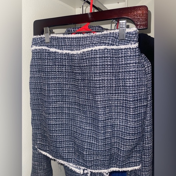 Always On Call Tweed Blazer Skirt Set - Navy - Picture 3 of 6